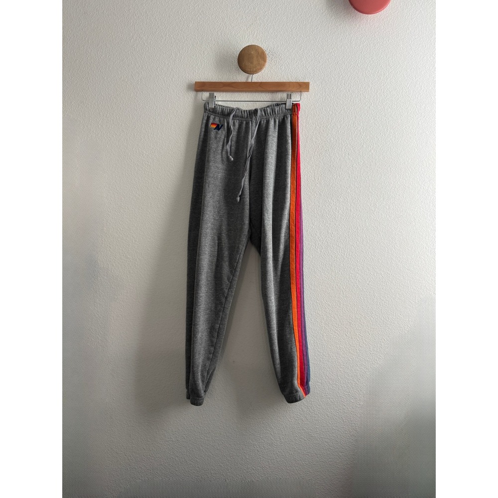 Aviator Nation Gray Rainbow Stripe Sweatpants Joggers Size XS
